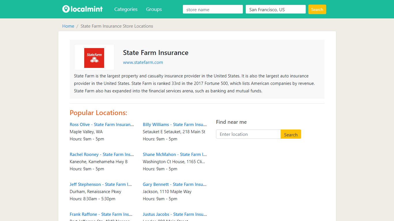 State Farm Insurance Locations & Hours near me in United States - Localmint